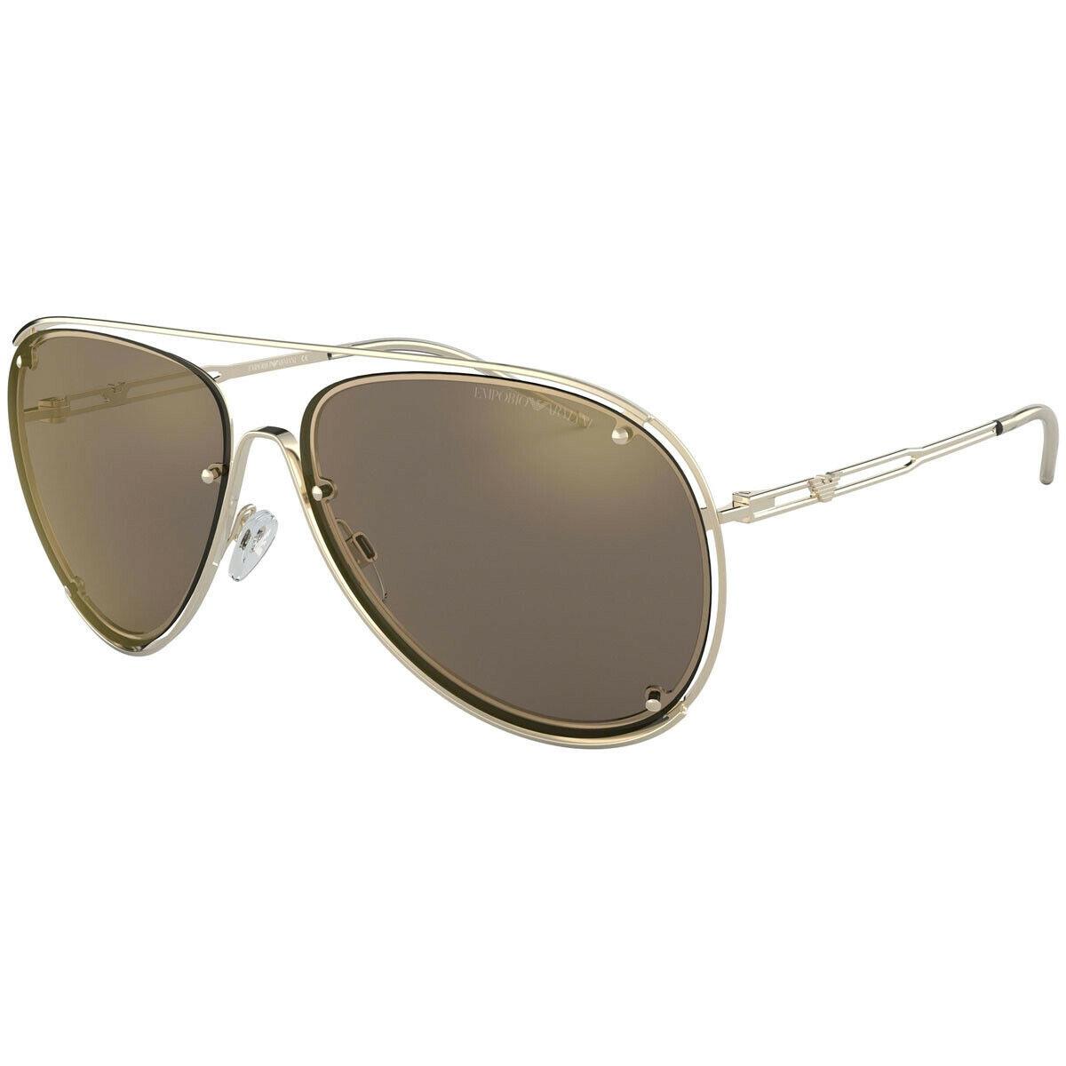 Emporio Armani EA2073 Metal Frame Sunglasses 63mm 30135A Pale Gold Brown Mirror