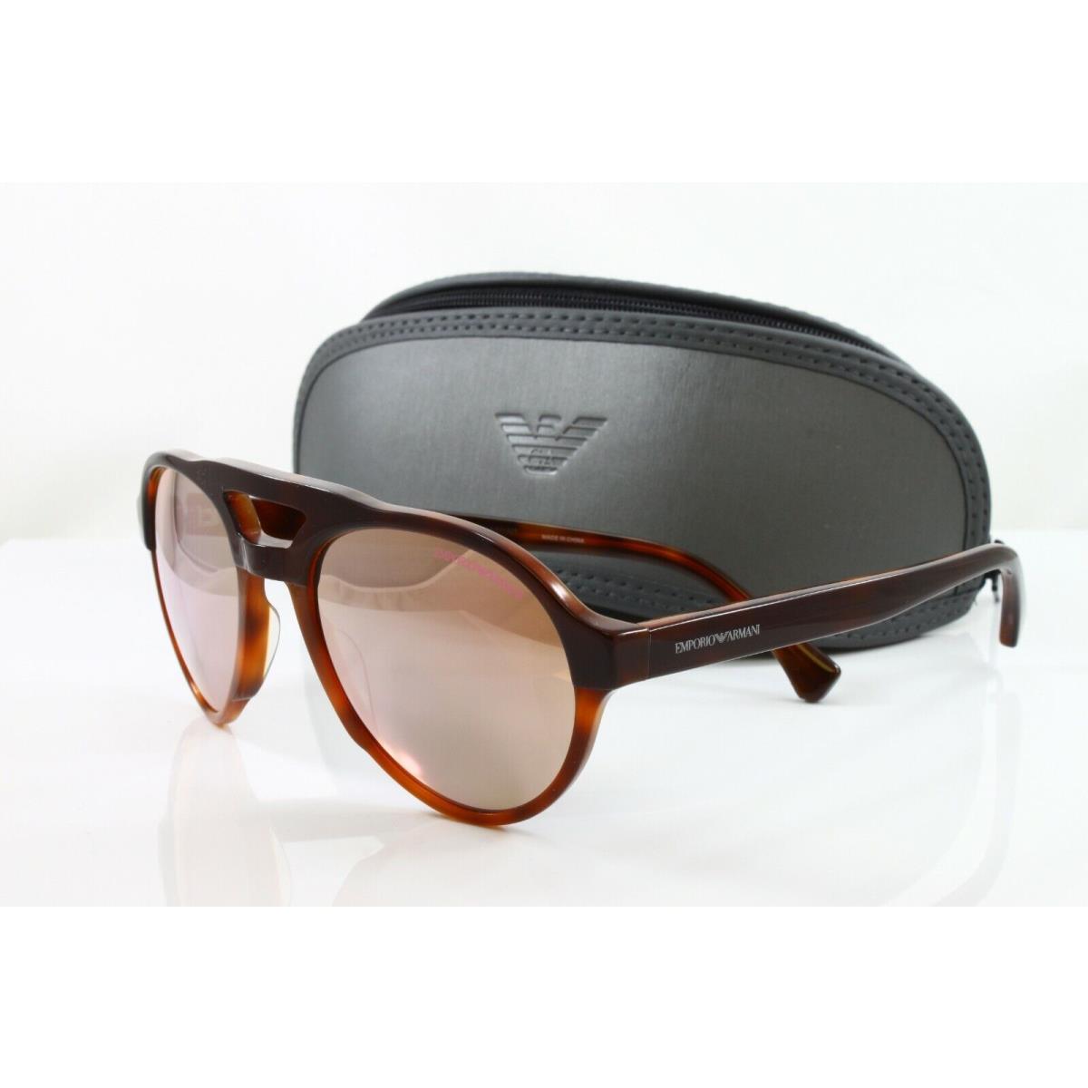 Emporio Armani EA4128-57494Z Men`s Aviator Sunglasses Bordeaux on Honey Havana