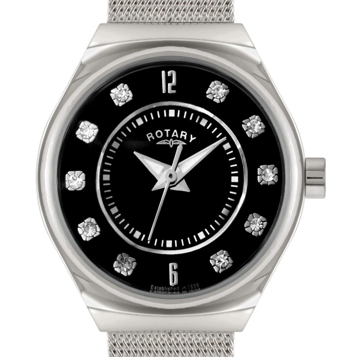 Rotary LB00033/AIR Black Dial Stainless Steel Women`s Watch