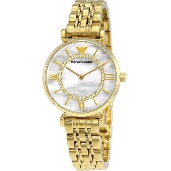 Emporio Armani AR1907 Classic Crystal Pave Dial Gold Tone Ladies Watch