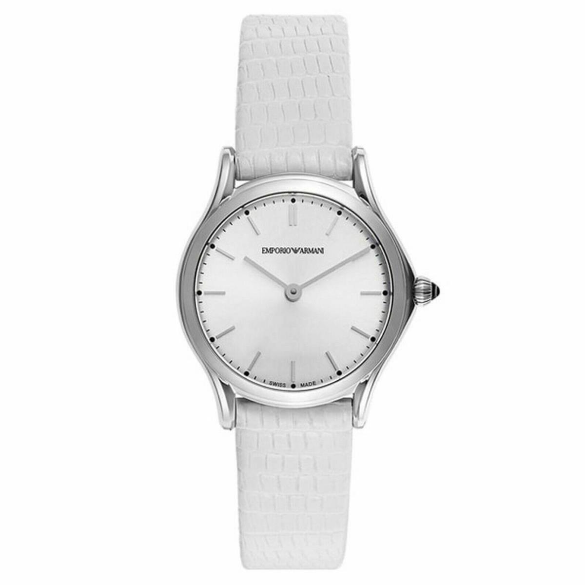 Emporio Armani ARS-7004 Quartz Silver Dial Stainless Leather Strap Women`s