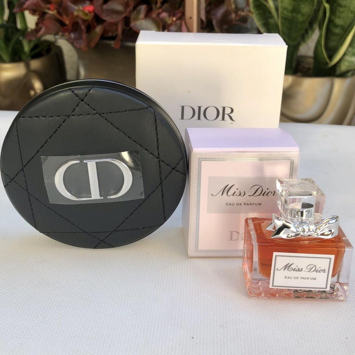 Lot Dior Miss Dior Edp .17oz 5ml Mini Perfume +compact Mirror Set es