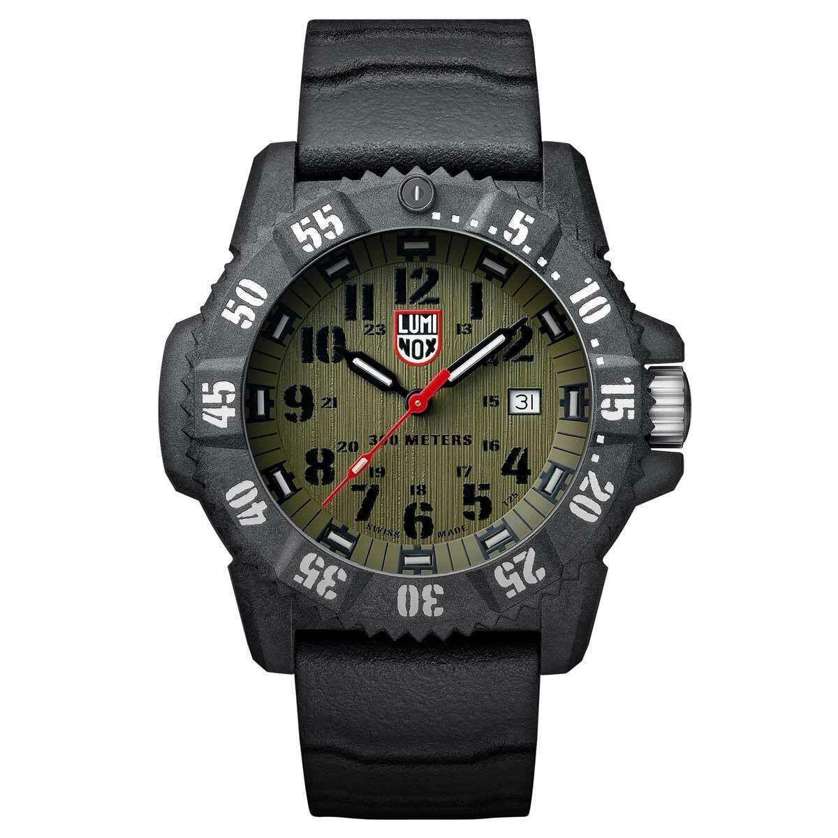 Luminox Carbon Seal 3800 Series Master Men`s Watch Green Dial Black Strap 3813