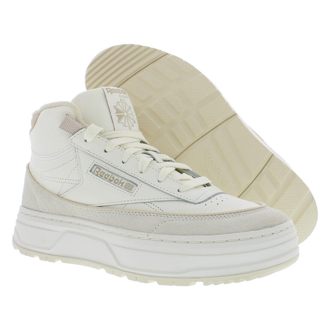 Reebok Club C Geo Mid Womens Shoes - Chalk/Alabaster/Modern Beige, Main: Beige