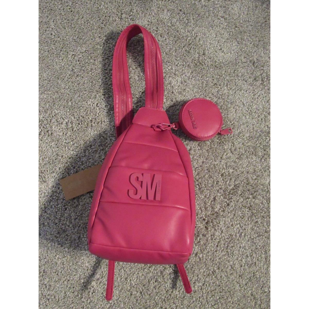 Steve Madden Bjayaa Convertible Sling Backpack Fuchsia Pink w/ Coin Purse