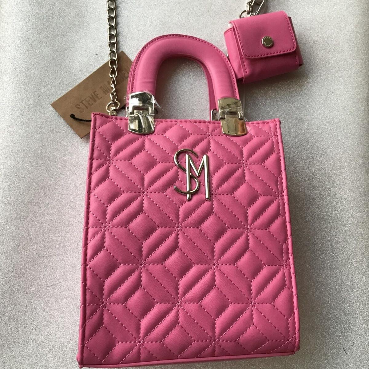 Steve Madden Bcarola Crossbody Tote Bag Wiith Pouch Bright Pink