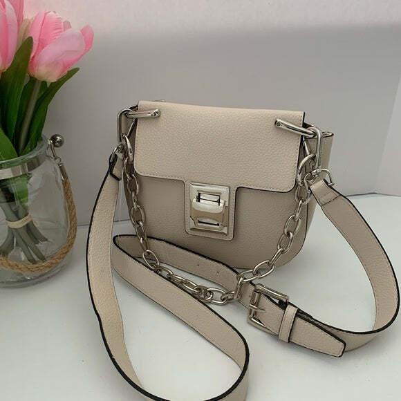 Steve Madden Cream Chain Detail Saddle Bag