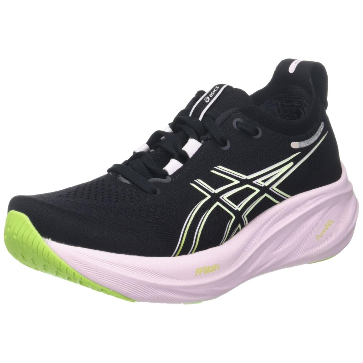 Asics Women`s Gel-nimbus 26 Running Shoe 7 Black/neon Lime