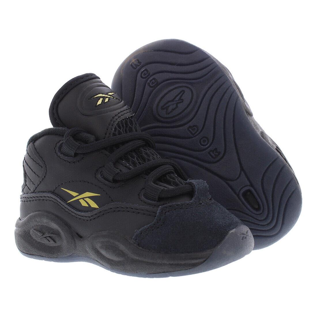 Reebok Question Mid Infant/toddler Shoes Size 4 Color: Core Black/core - Core Black/Core Black/Gold Metallic, Main: Black