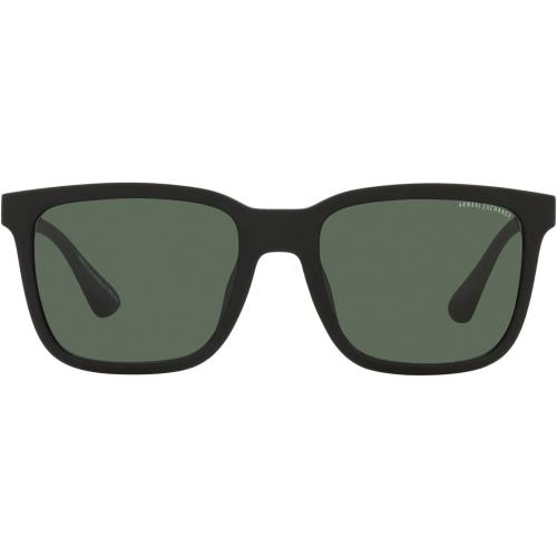 Armani Exchange Men`s Ax4112su Universal Fit Rectangular Sunglasses Matte Black/Dark Green