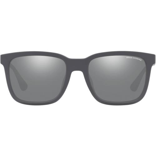 Armani Exchange Men`s Ax4112su Universal Fit Rectangular Sunglasses Matte Grey/Grey Mirrored Silver Polarized