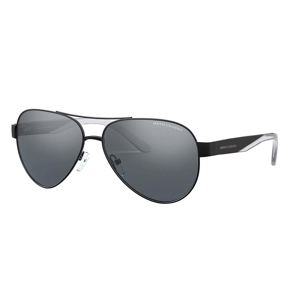 Armani Exchange AX 2034S 60636G Matte Black Metal Sunglasses Grey Mirror Lens