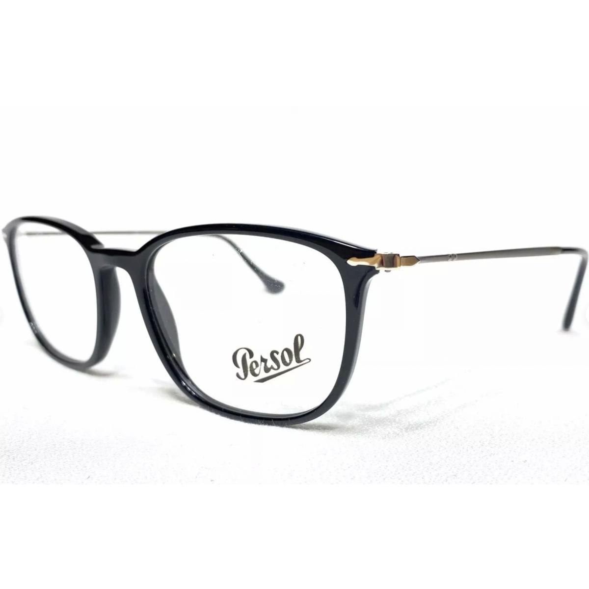 Persol PO 3146-V 95 Shiny Black Eyeglasses RX 51-19-140 MM Italy W/ Case