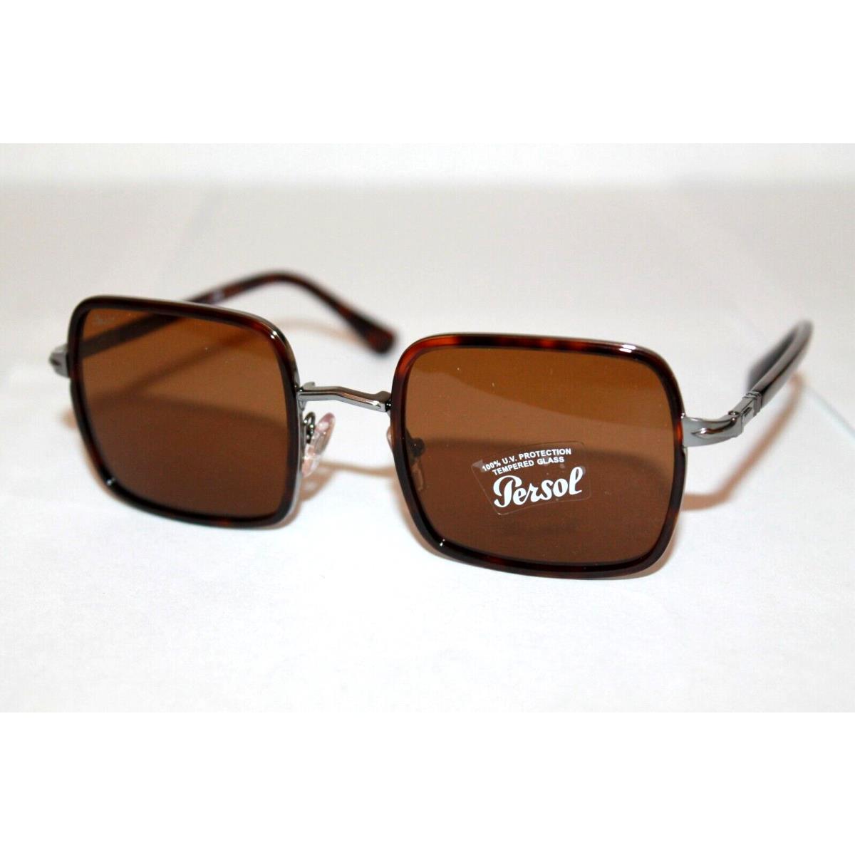 Persol Sunglasses PO2475S 513/33 Gunmetal Havana Square Frame W/ Brown Lens