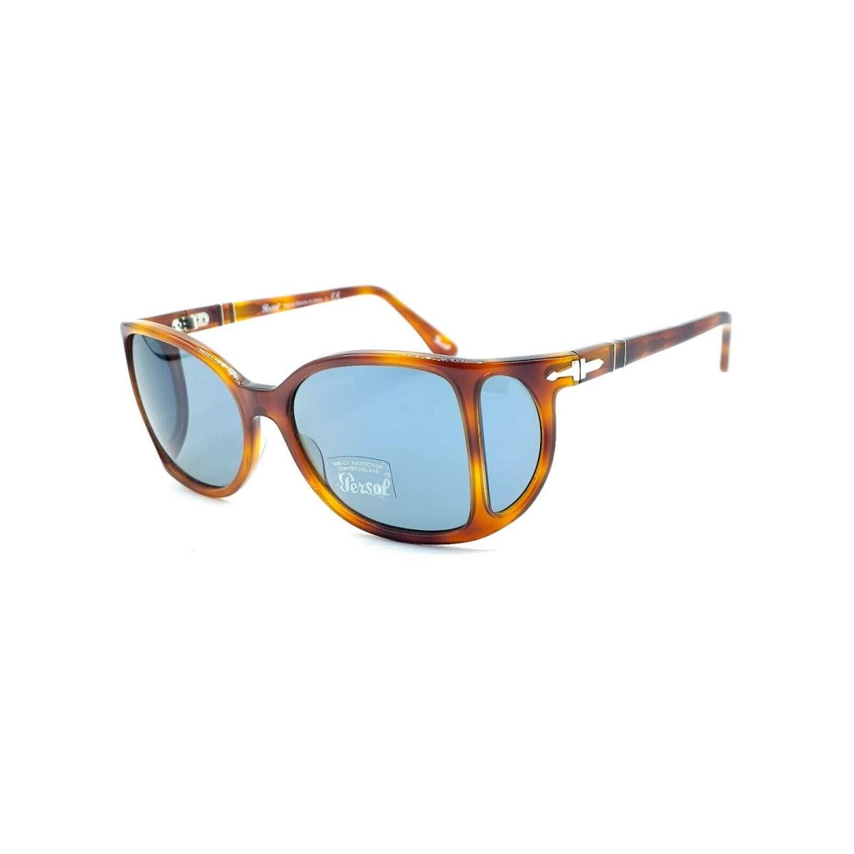 Persol 0005-S Sunglasses 96-56 Terra Di Sienna Light Havana-blue Lenses Size 54