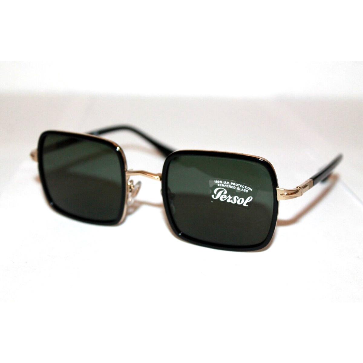 Persol Sunglasses PO2475S 515/31 Gold Black Square Frame W/ Green Lens