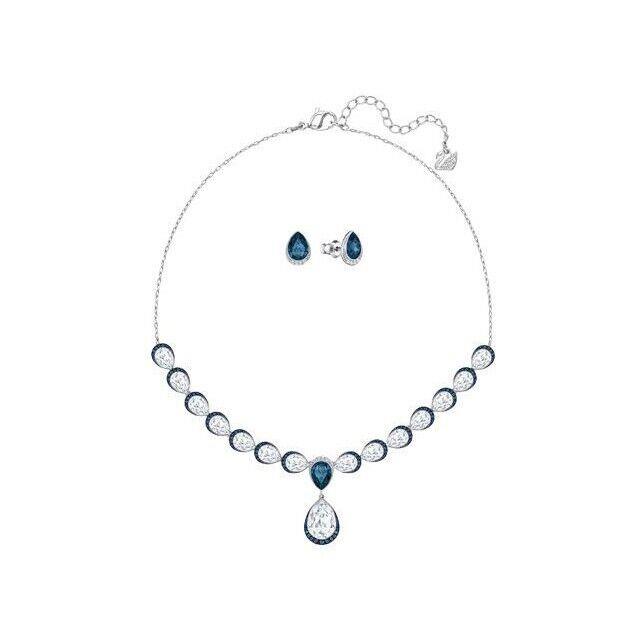 Swarovski Feel Set Earrings Necklace Blue Pear 5236063