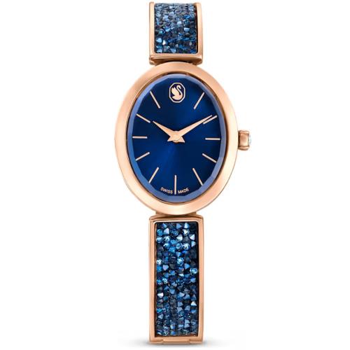 Swarovski Oval Watch Swiss Made Crystal Bracelet Blue Rose Gold-tone 5656822