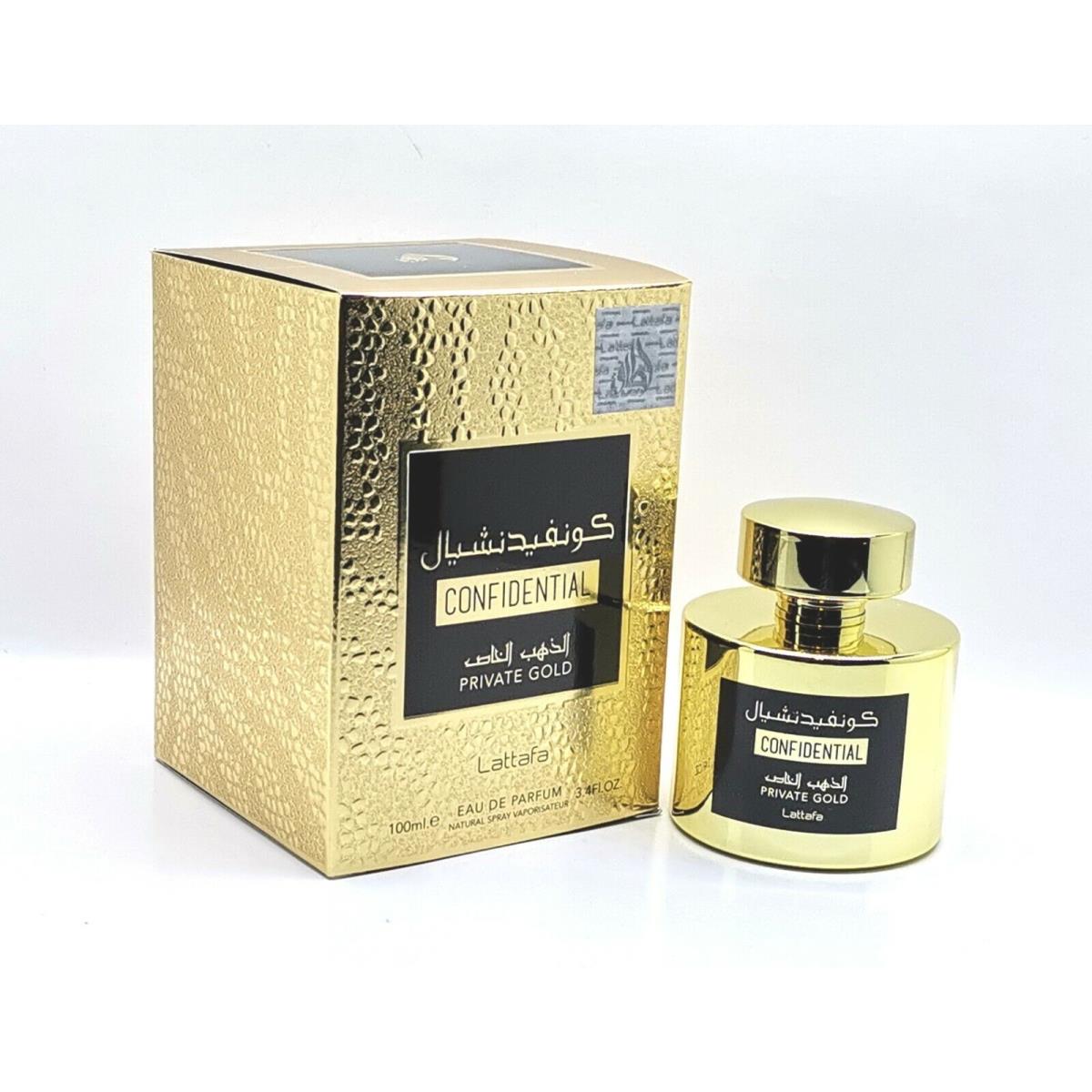 Lattafa Confidential Private Gold 3.4 Fl.oz 100 ML Edp Spray For Unisex IN Box