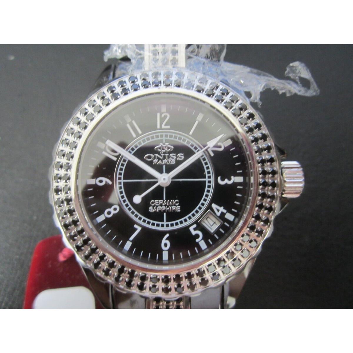 Oniss Lady`s Watch Quartz Black Ceramic Crystal Sapphire ON8891-L