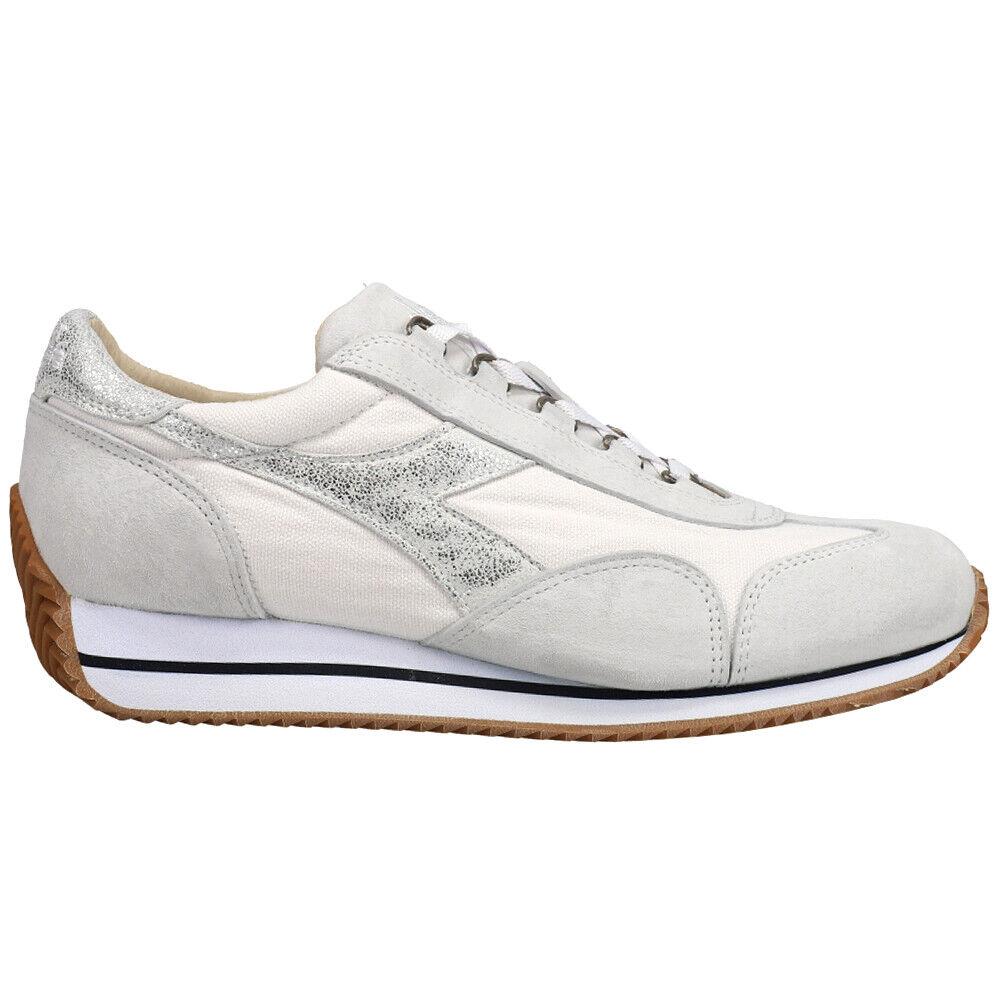 Diadora Equipe H Canvas Stone Wash Evo Lace Up Womens White Sneakers Casual Sho