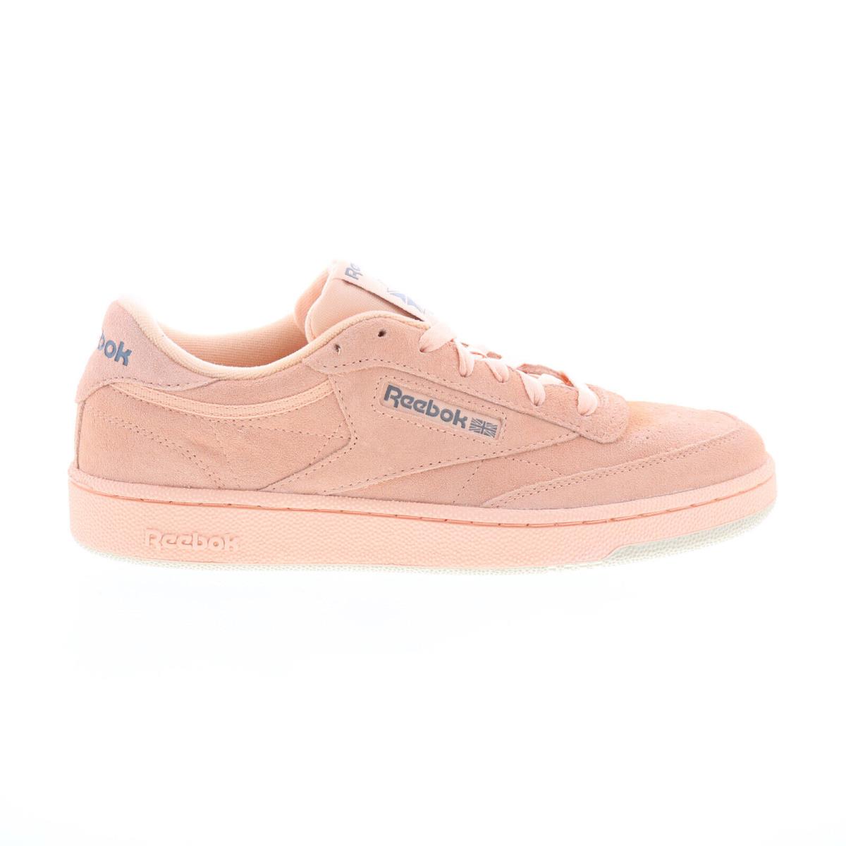 Reebok Club C 85 Mens Pink Suede Lace Up Lifestyle Sneakers Shoes - Pink