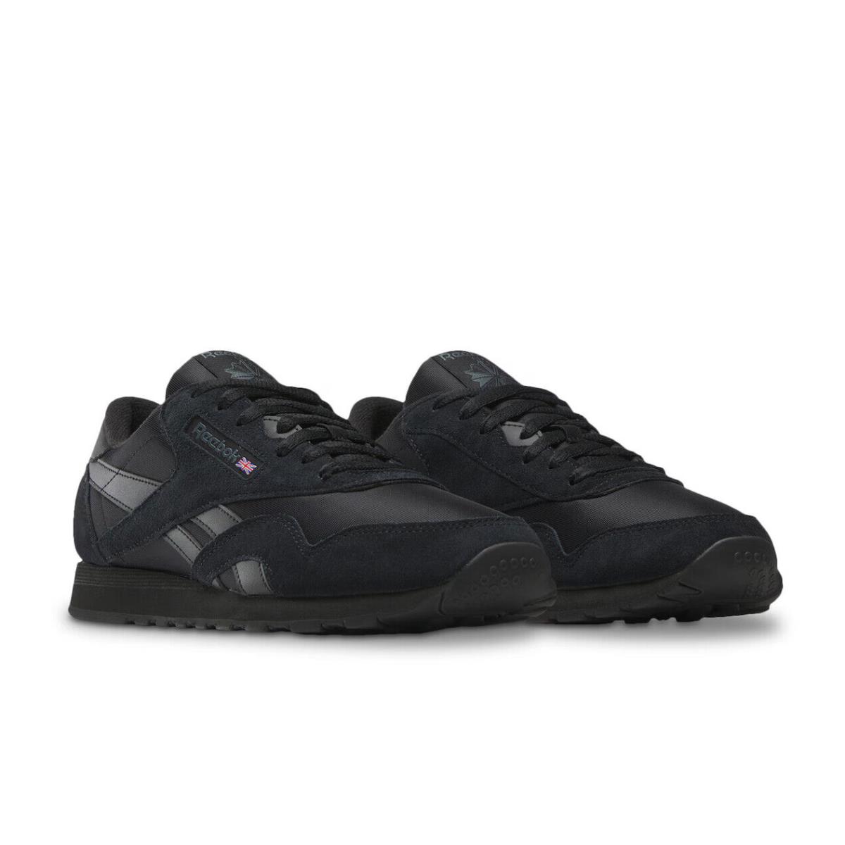 Mens Reebok Classic Nylon Black Suede Sneaker Shoes - Black