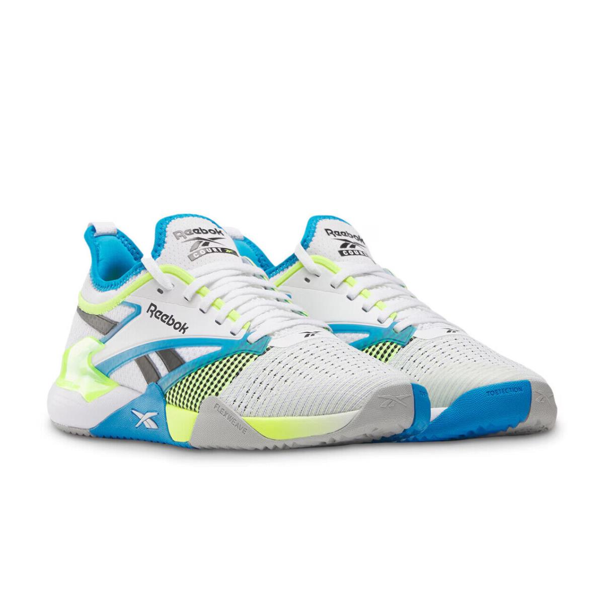 Womens Reebok Nano Court White Lime Green Woven Training Shoes - White