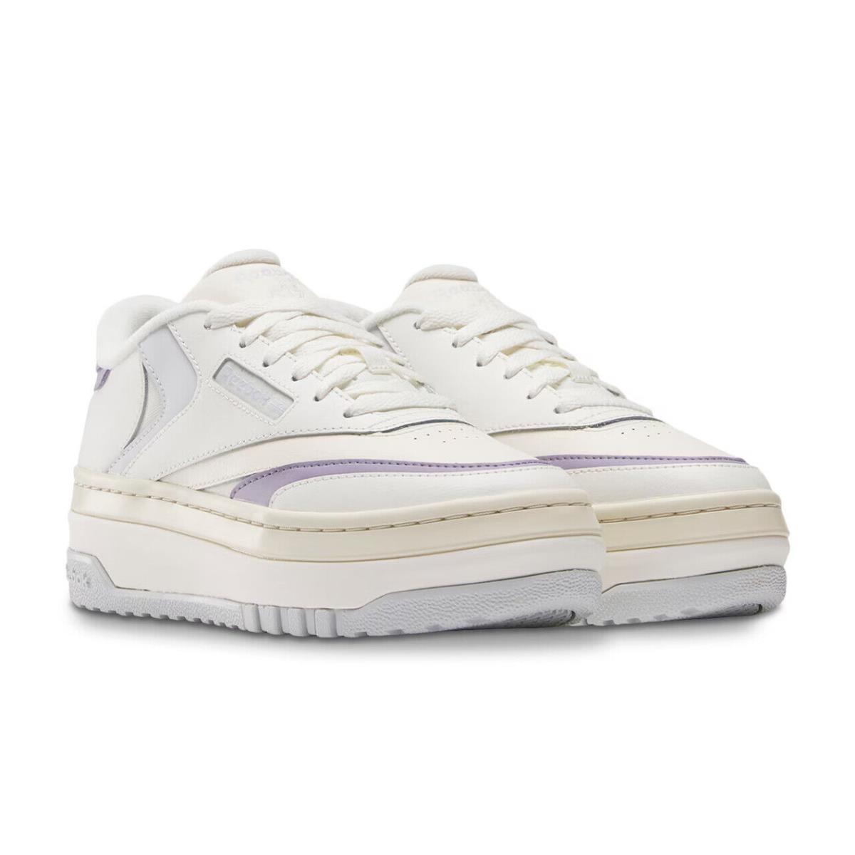 Womens Reebok Club C Extra White Purple Leather Sneaker Shoes - Purple