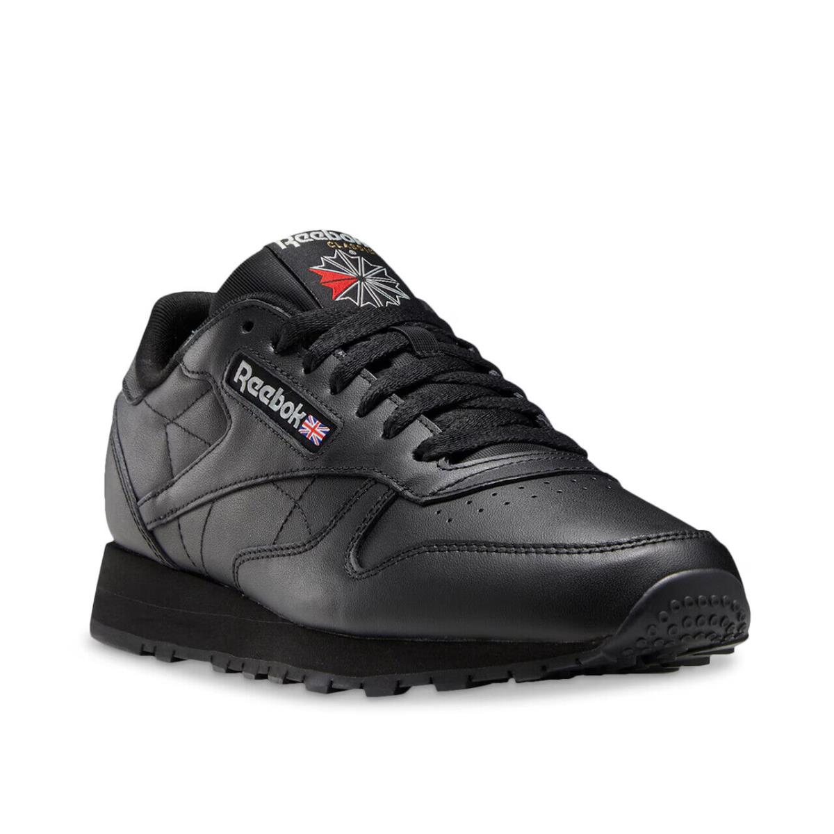 Mens Reebok Classic Black Leather Sneaker Shoes