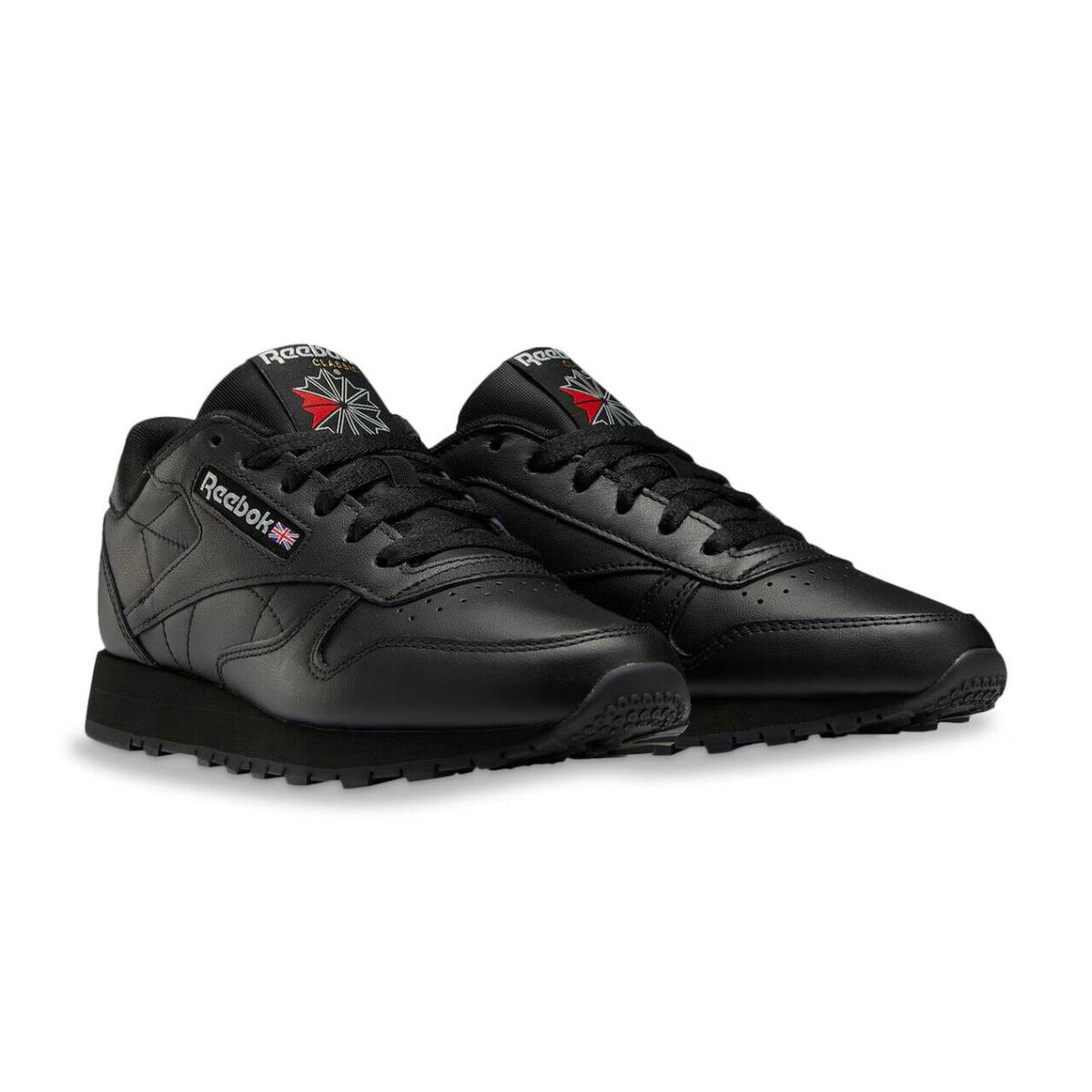 Womens Reebok Classic Black Leather Sneaker Shoes