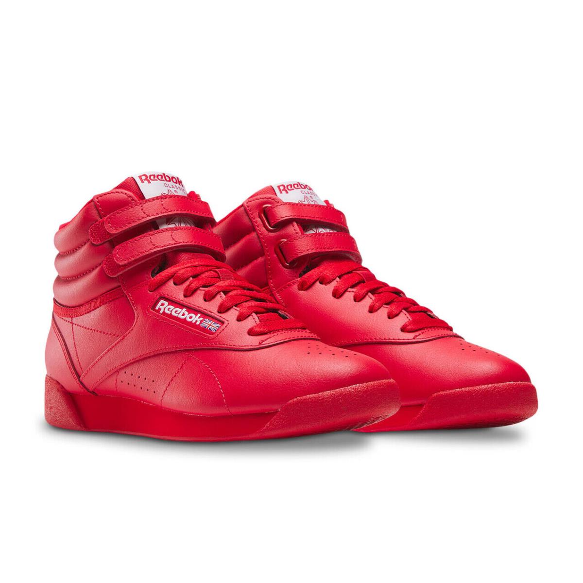 Womens Reebok Freestyle HI High-top Red Leather Sneaker Shoes - Red