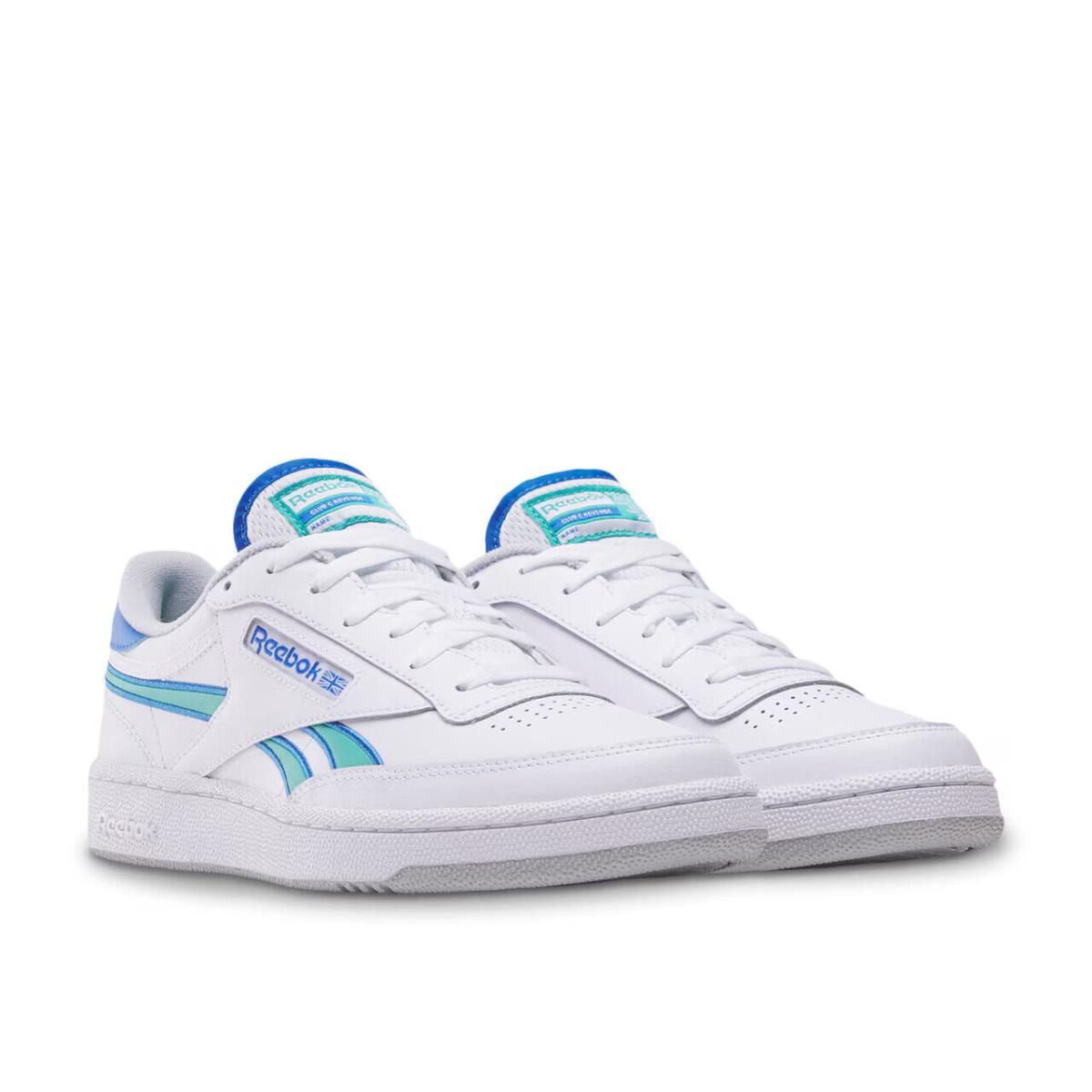 Womens Reebok Club C Revenge White Blue Grey Leather Sneaker Shoes - White