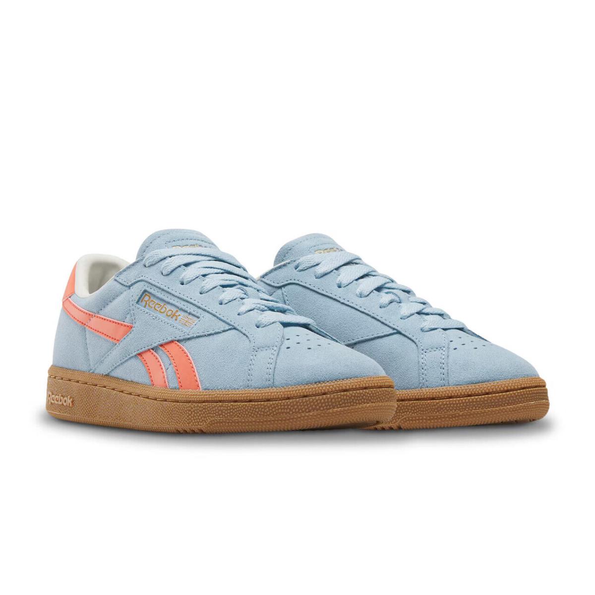 Womens Reebok Club C Grounds UK Blue Orange Suede Sneaker Shoes - Blue