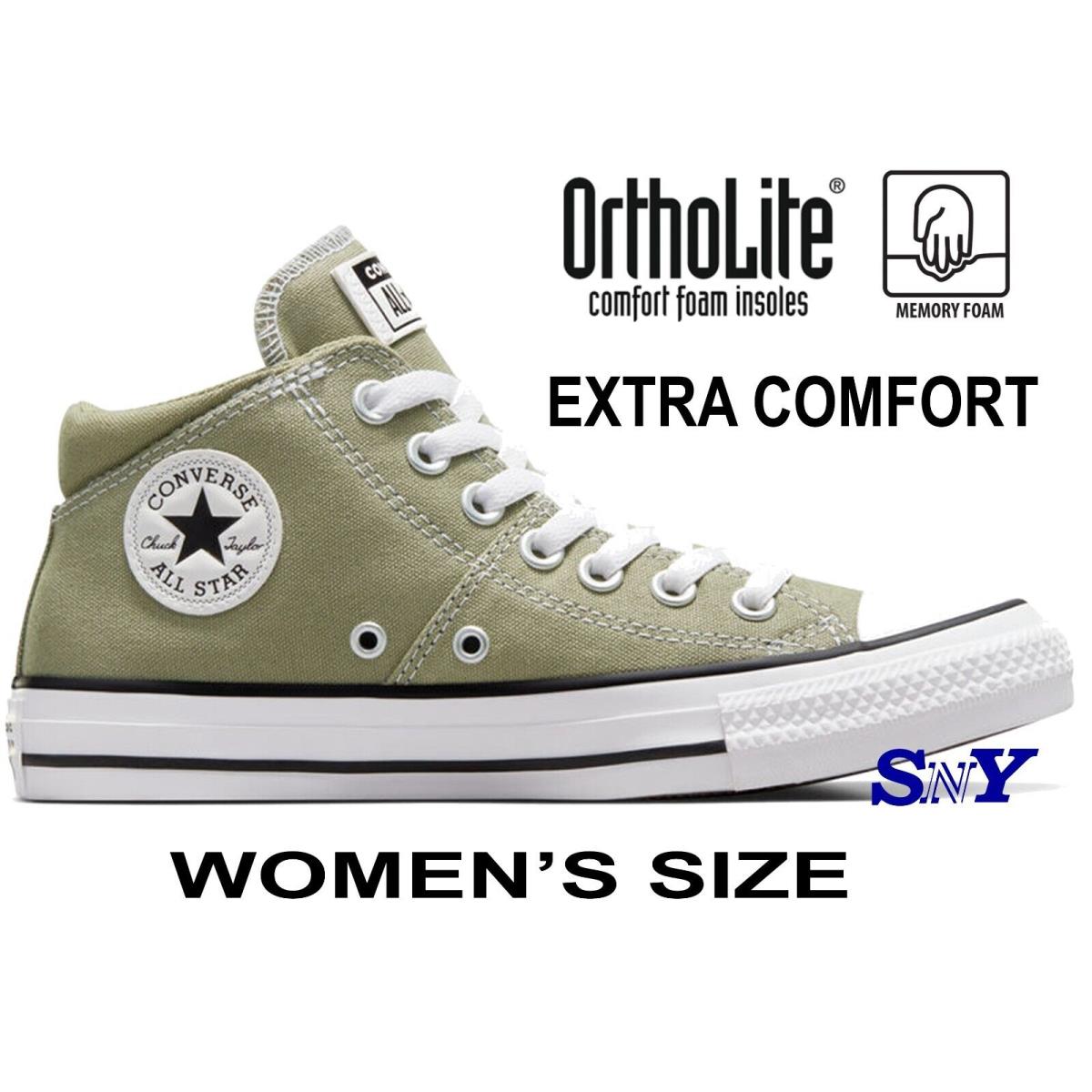 Converse Women`s Chuck Taylor All Star Madison Mid-top Shoes Ortholite Insole - Light Field Surplus/White