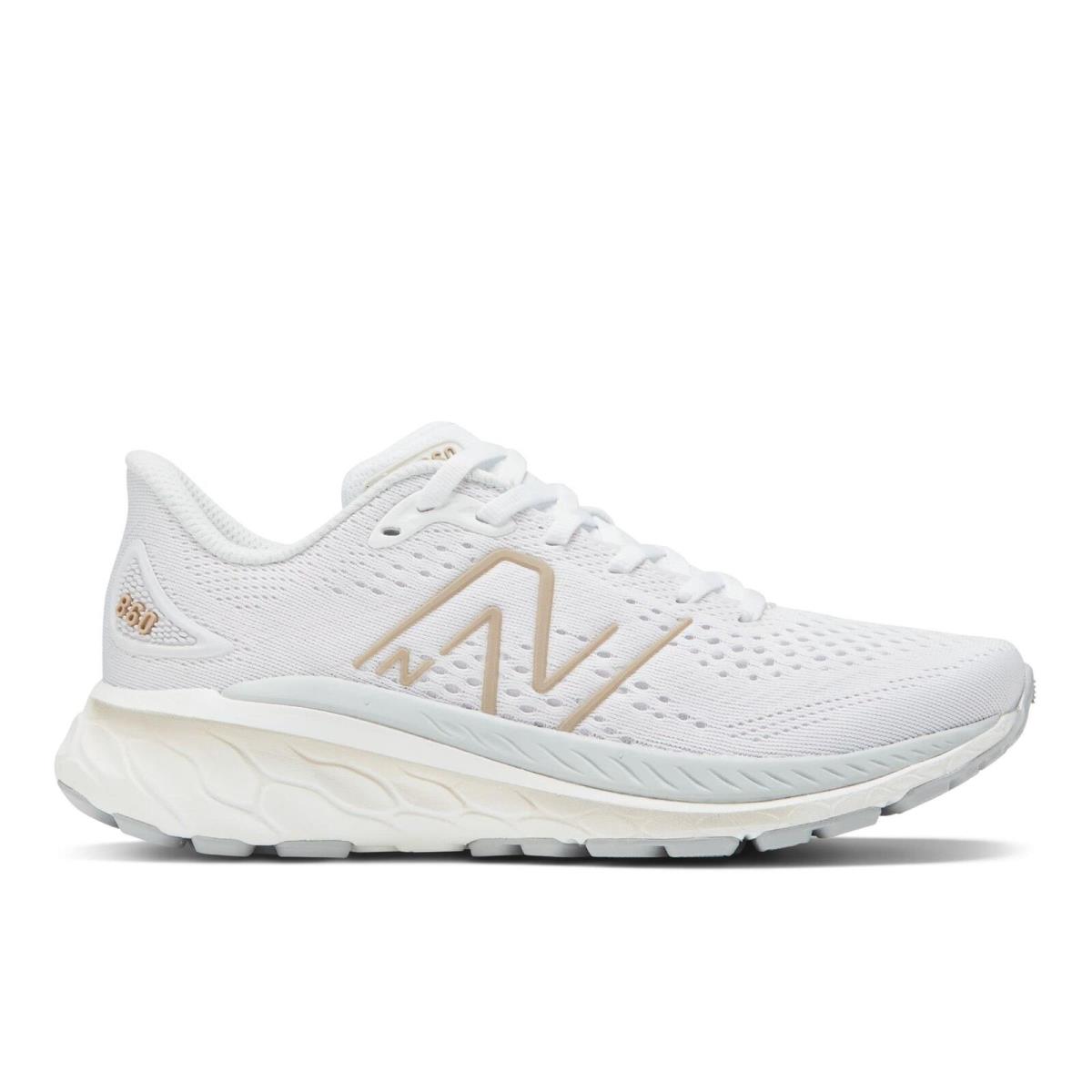 New Balance Women`s Fresh Foam X 860 V13 White/light Aluminum/light Gold Metall