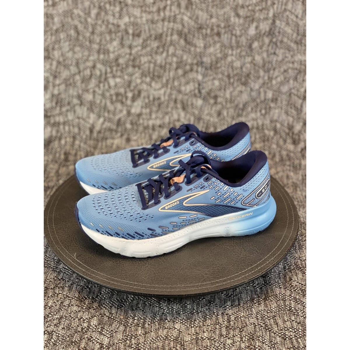 Brooks Glycerin 20 Running Shoes Women s Size 7.5 Blissful Blue Peach White SporTipTop