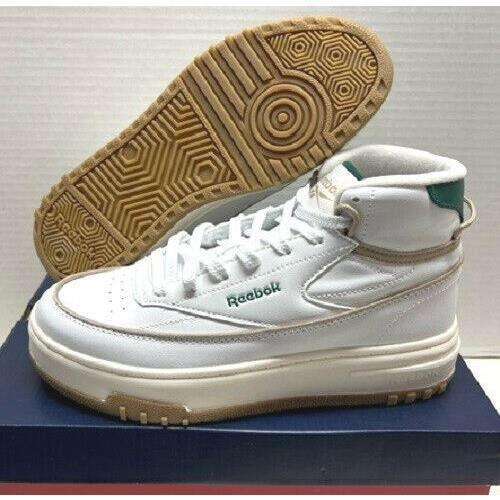 Reebok Club C Geo Mid Lace Trainers Sneaker Women Shoes White/green Size 8.5