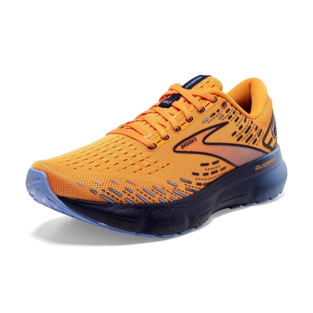 Brooks Men`s Glycerin 20 Neutral Running Shoe - Orange/black/blue - 9.5 Medium - Orange/Black/Blue