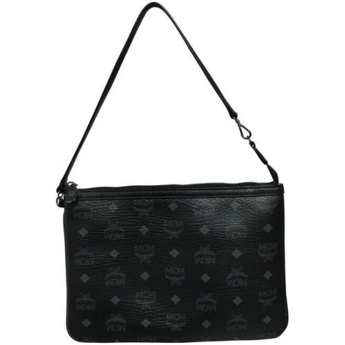 Mcm L86416 Womens Black Visetos Shoulder Bag Size 11.5x8.5x1