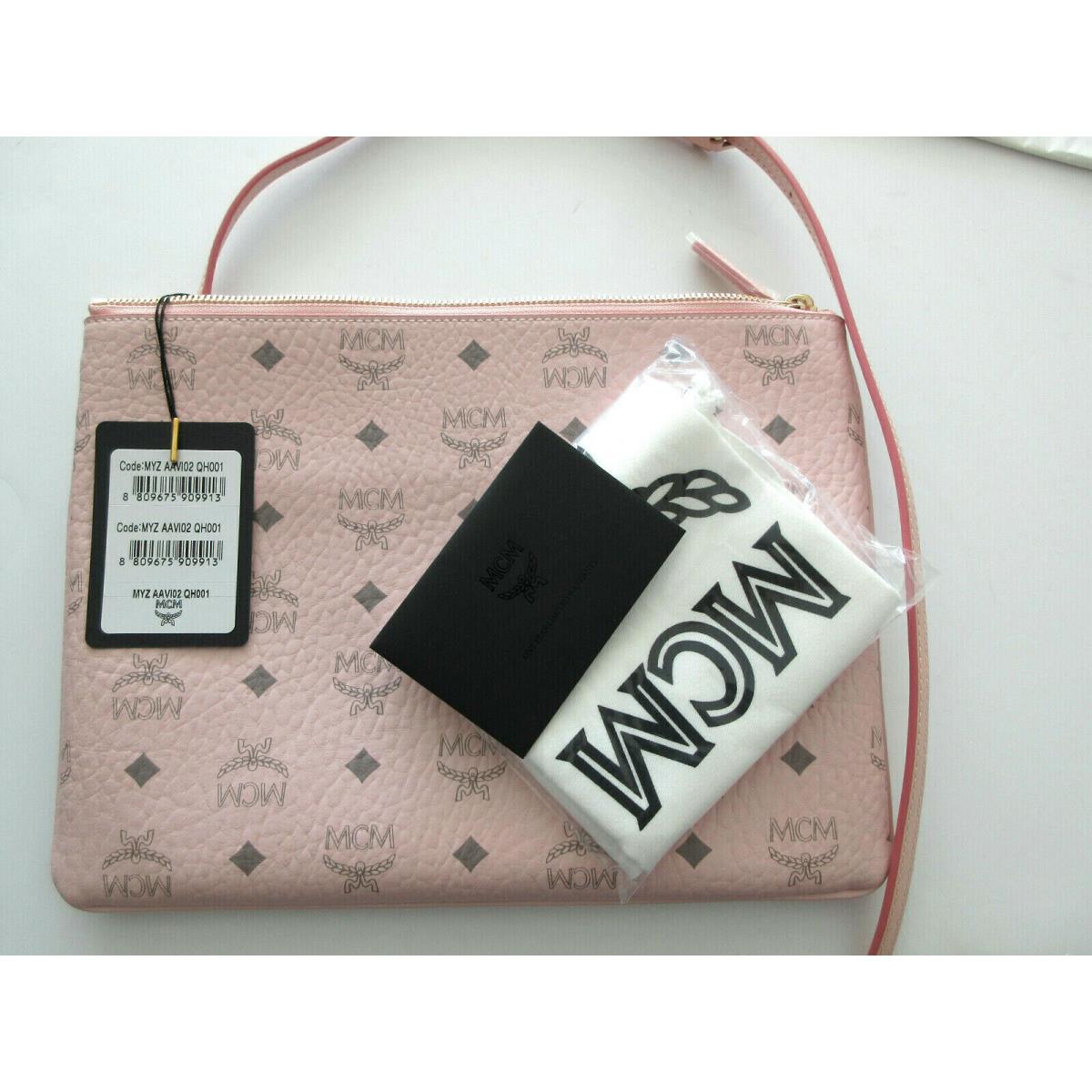 Mcm Powder Pink Visetos Coated Canvas Crossbody Pouch Bag