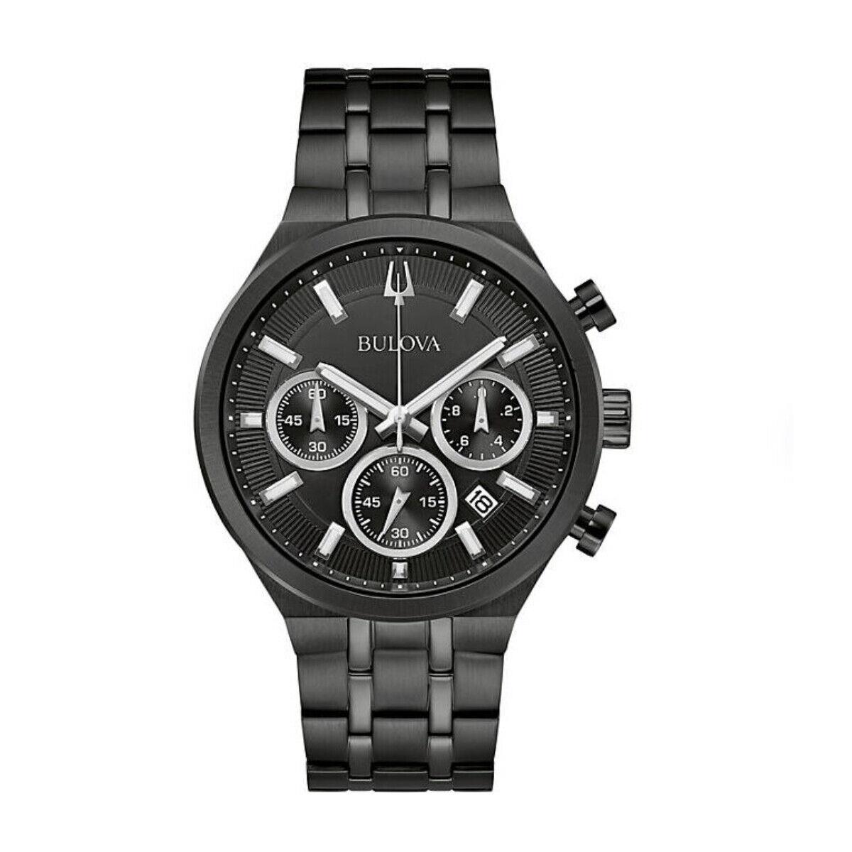 Bulova 98B404 Black Ion-plated Chronograph Watch 43mm