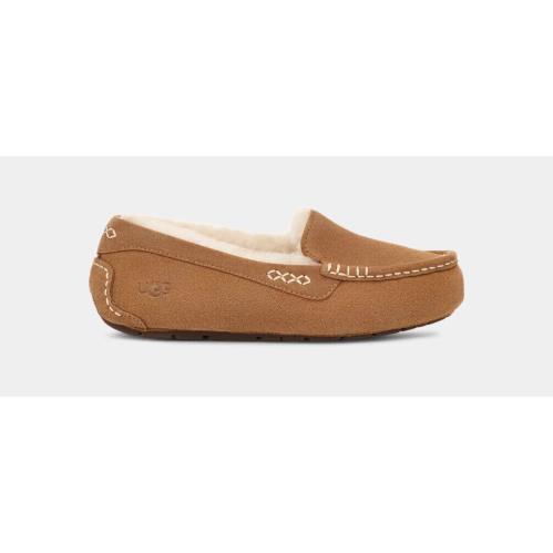 Ugg Ansley 1106878 Moccasin Slippers Women`s Chestnut Suede Slip-on Casual Shoes