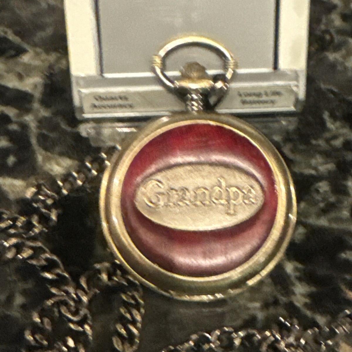 Grandpa Benrus Quartz Pocket Watch Bronze Tone with Chain Nos Battery A1