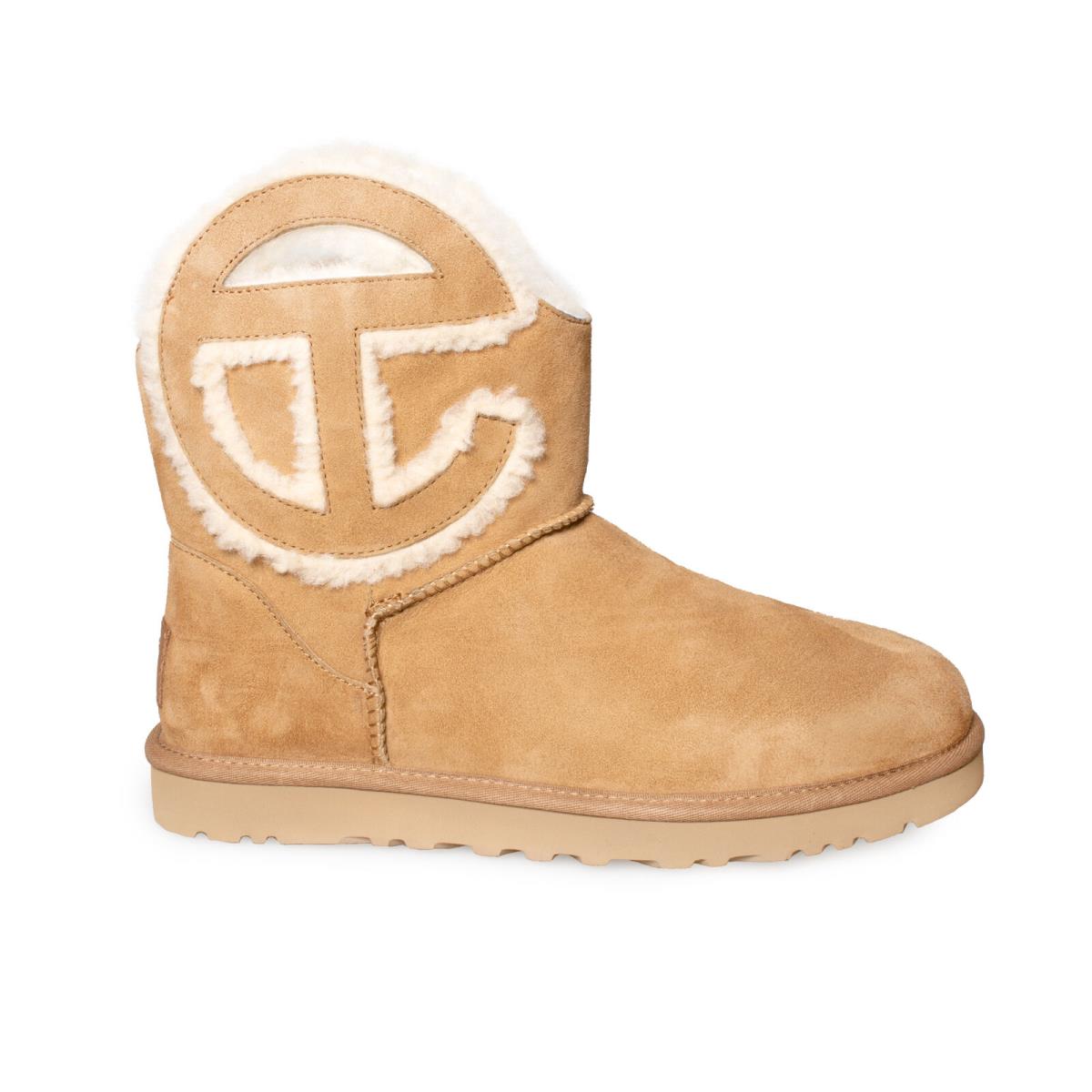 Ugg X Telfar Logo Mini Chestnut Leather Sheepskin Men`s Boots Size US 8/UK 7