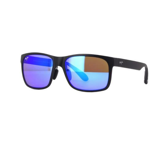 Maui Jim Red Sands Matte Black Polarized Hawaii Blue Lens Sunglass B432-2M - Frame: Black, Lens: Blue