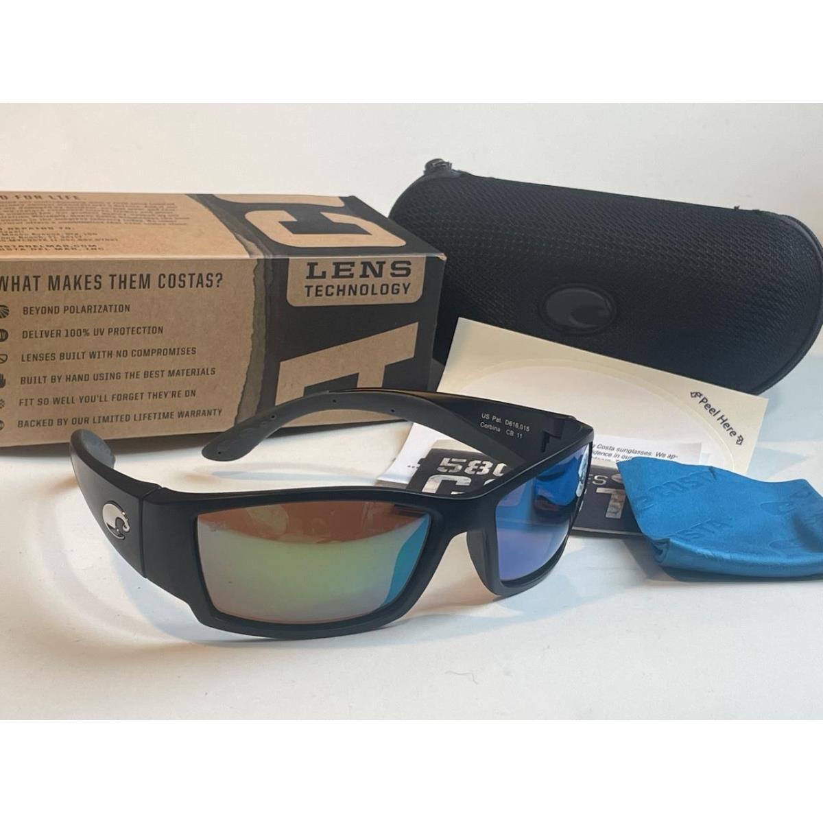 Costa Del Mar Corbina Polarized Sunglasses 580G Black/green Mirror Wrap