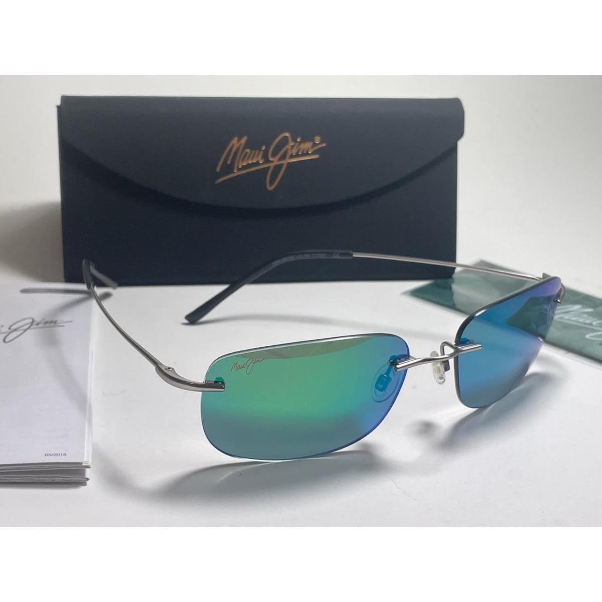 Maui Jim Ohai Polarized Titanium Sunglasses GM334-17M Matte Silver/maui Green