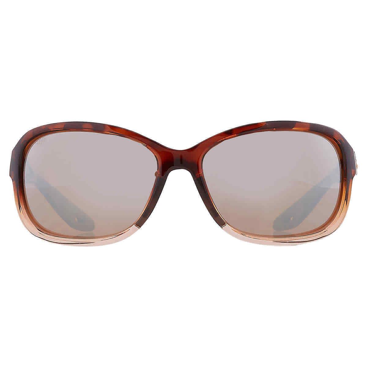 Costa Del Mar Seadrift Copper Silver Mirror Polarized Glass Rectangular Ladies