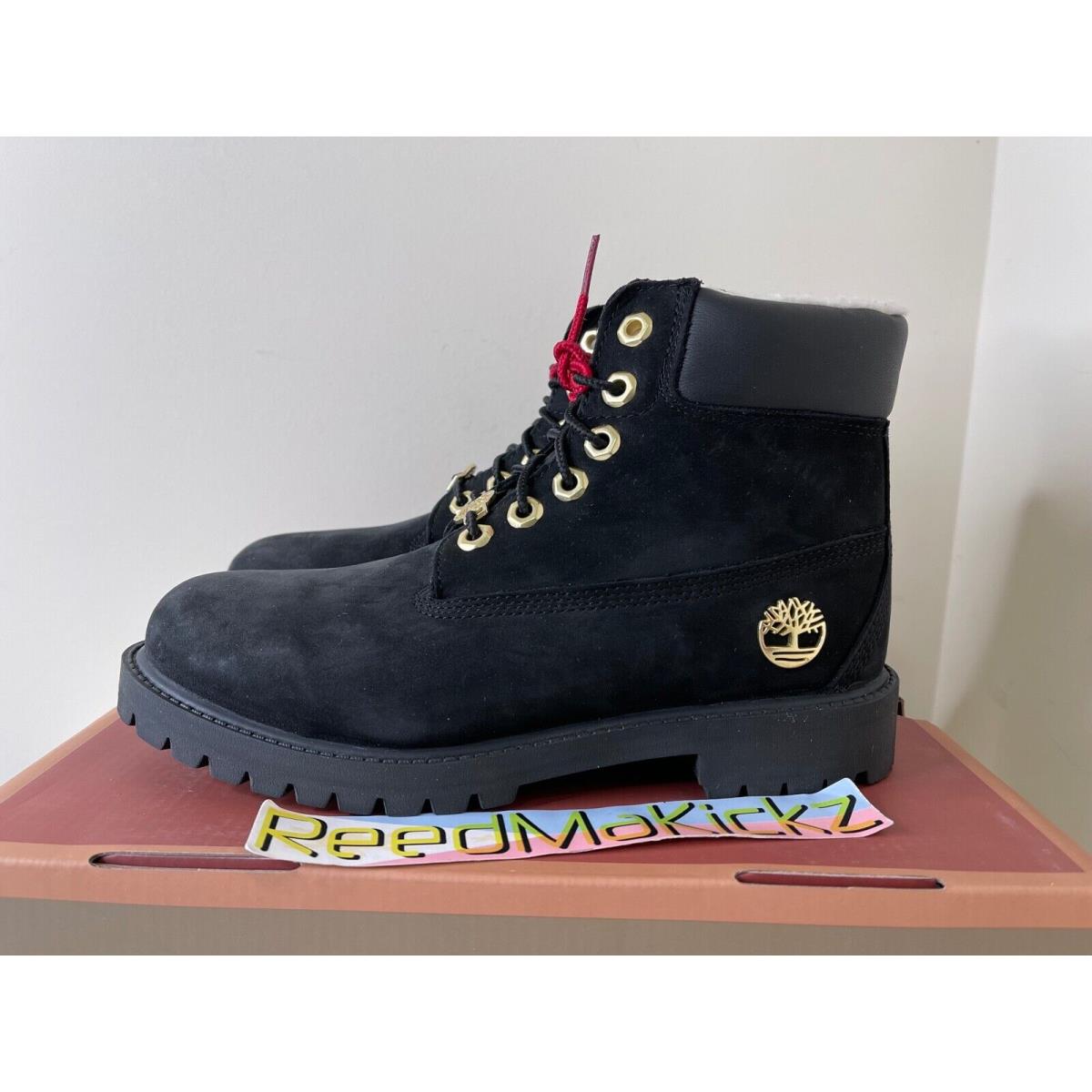 Timberland Boots 6 Inch Black Gold Shearling GS Kids Youth Junior TB0A433R 001